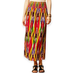 Anthropologie Vanessa Virginia Ikat Maxi  Colourful Skirt with Side Slits Medium